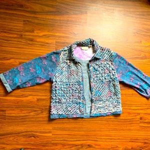 Women’s Distressed Jean Jacket, Size XXL, Vintage.